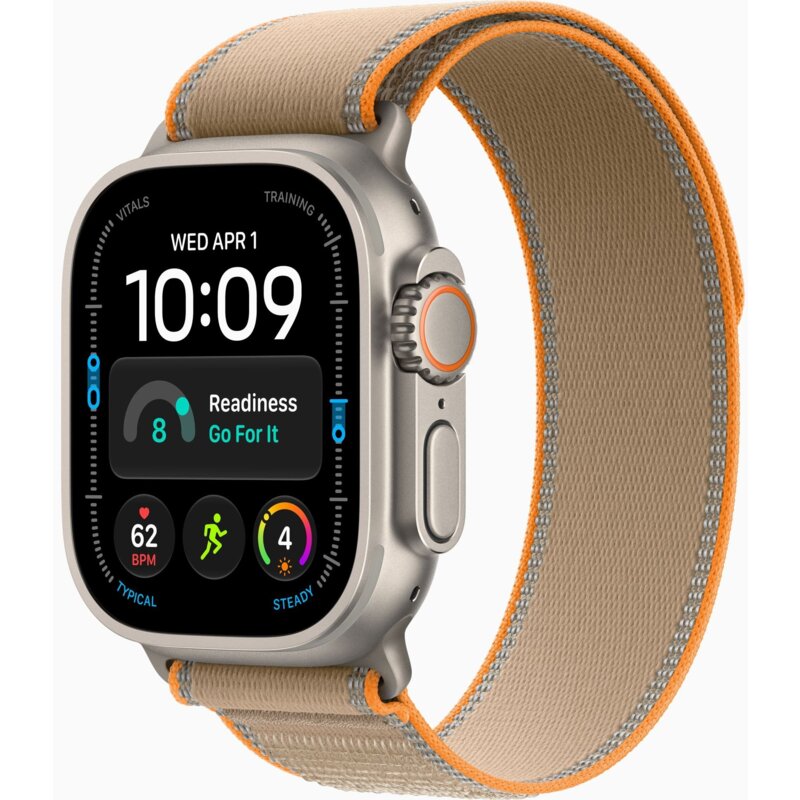 Apple Watch Ultra 4 GPS + Cellular 49mm koperta tytanowa (naturalny) + pasek Trail rozmiar M/L (piasek)