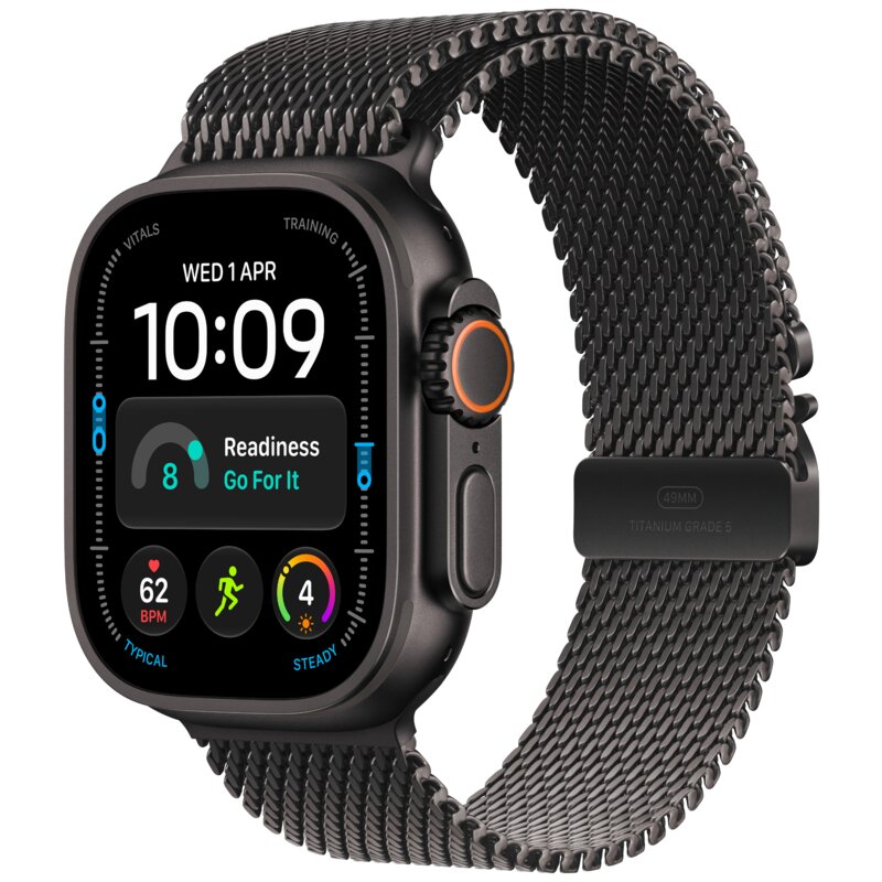 Smartwatch APPLE Watch Ultra 4 GPS + Cellular, koperta 49mm z tytanu w kolorze czarnym, bransoleta mediolańska czarnym - rozmiar M MJAV4QP/A