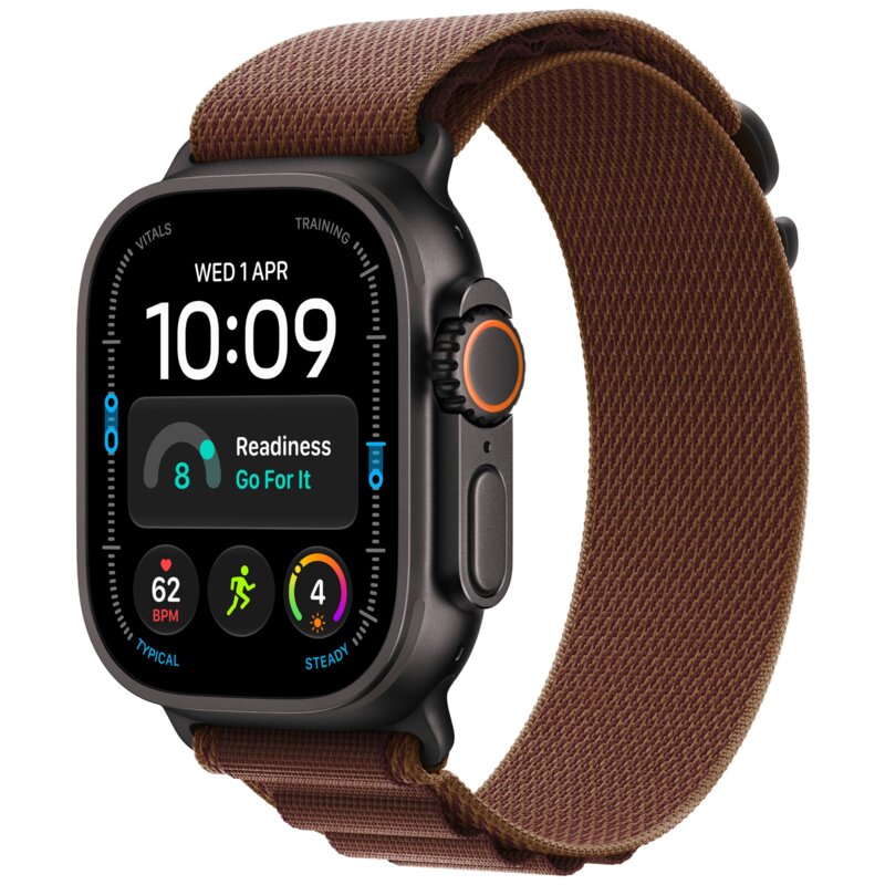 Apple Watch Ultra 4 GPS + Cellular koperta z tytanu czarny 49mm Opaska Alpine w kolorze burgunda Rozmiar L