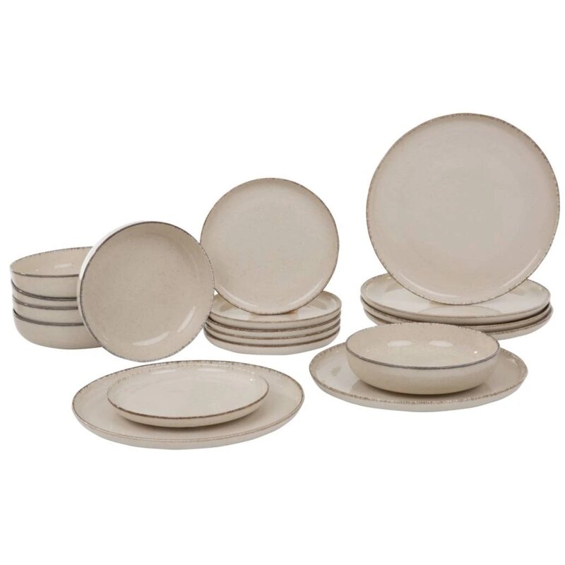Serwis obiadowy porcelanowy AMBITION Craft 6 osób (18 elementów) Beżowy