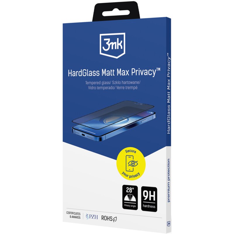 Szkło prywatyzujące 3MK HardGlass Matt Max Privacy do Apple iPhone Duo