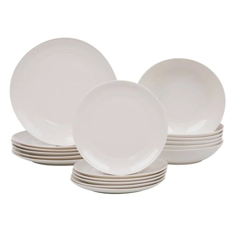 Serwis obiadowy porcelanowy AMBITION Linea 6 osób (18 elementów) Biały