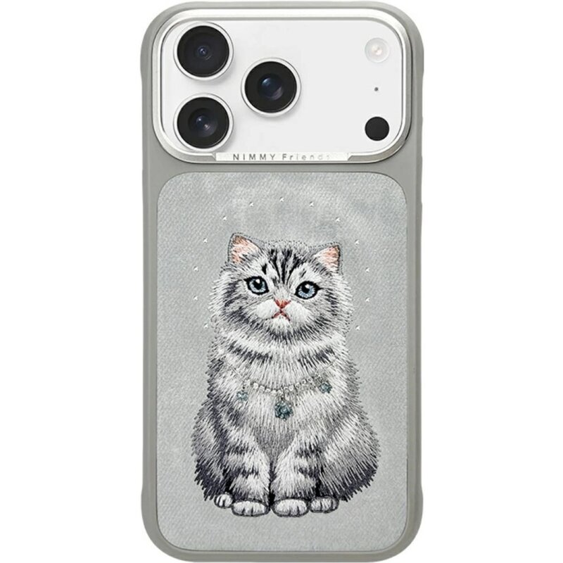 Etui NIMMY Lucky Fashion Cat MagSafe do Apple iPhone 17 Pro Max/18 Pro Max Szary
