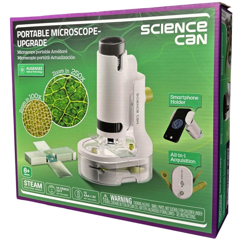 Mikroskop przenośny SCIENCE CAN Młodego badacza 250x Biały