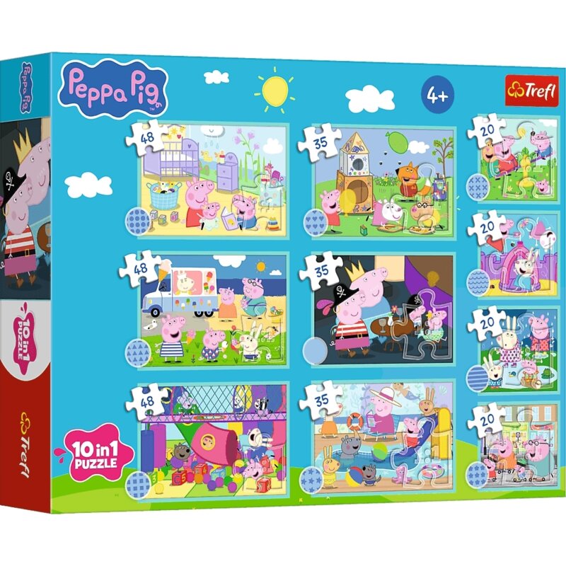 Puzzle TREFL Peppa Pig 10w1 Zabawny świat Peppy 96013 (329 elementów)