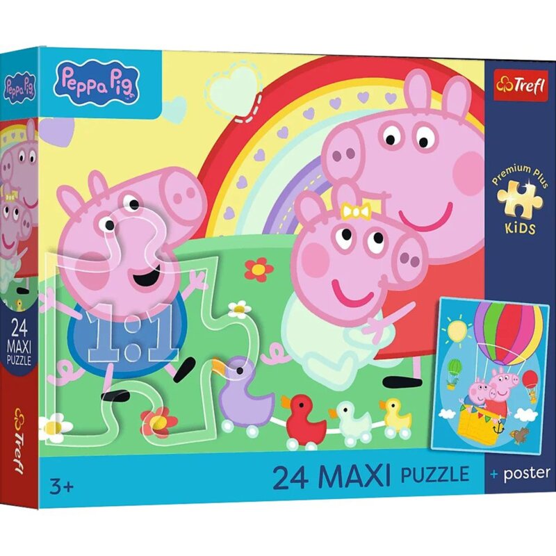 Puzzle TREFL Premium Plus Kids Świnkowe dni + plakat kolekcjonerski (24 elementy)