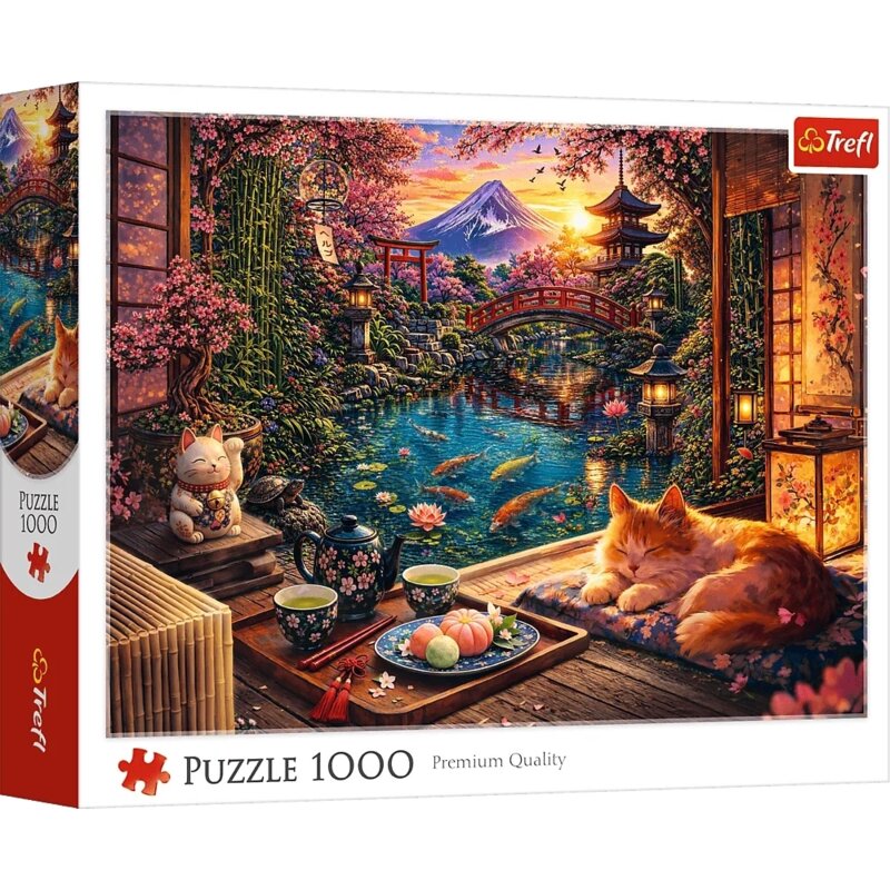 Puzzle TREFL Kot w ogrodzie sakury 10348 (1000 elementów)