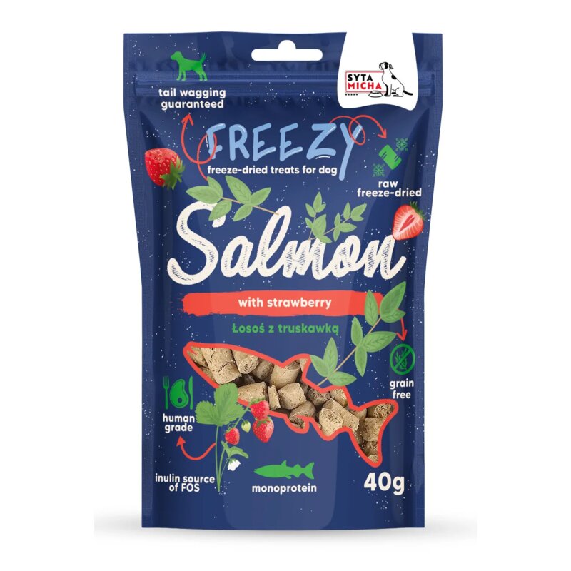 Przysmak dla psa SYTA MICHA Freezy Liofilizowany łosoś z truskawką 40 g
