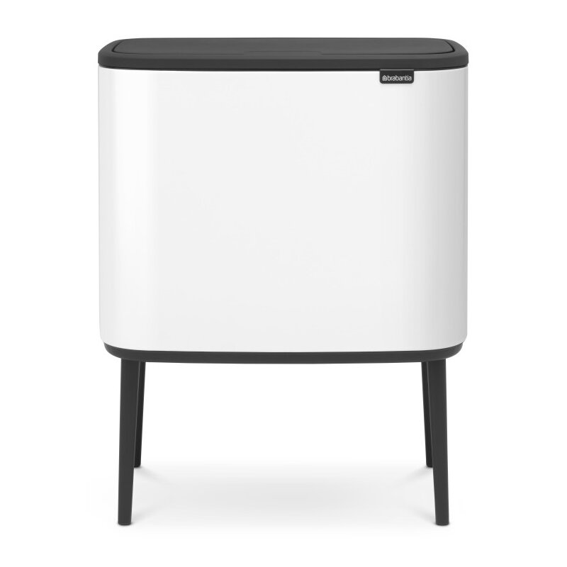 Kosz na śmieci uchylny BRABANTIA 313523 Bo Touch do segregacji, System Soft Touch, trzy wyjmowane wiadra 33L Biały