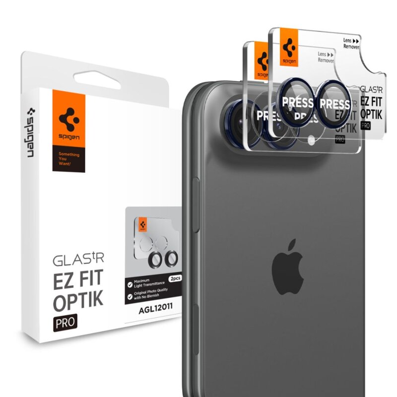 Nakładka na aparat SPIGEN Optik Pro Glas.tR EZ FIT do Apple iPhone DUO Granatowy (2 szt)