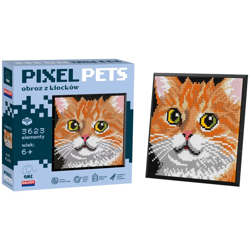 Klocki plastikowe QBI Pixel Pets Kot Rudy QBI_SA15077