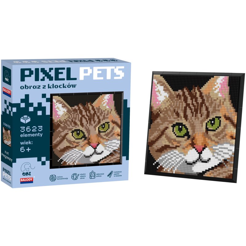 Klocki plastikowe QBI Pixel Pets Kot Pręgowany SA15080