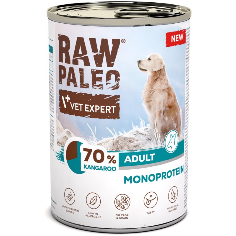 VETEXPERT Raw Paleo Mono Kangur - mokra karma dla psa - 400g