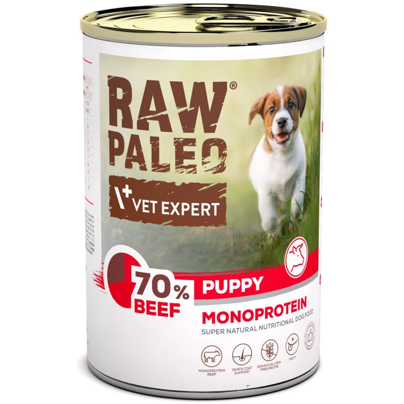 RAW PALEO PUPPY BEEF 400g - mokra karma dla szczeniąt monoproteina z wołowiną