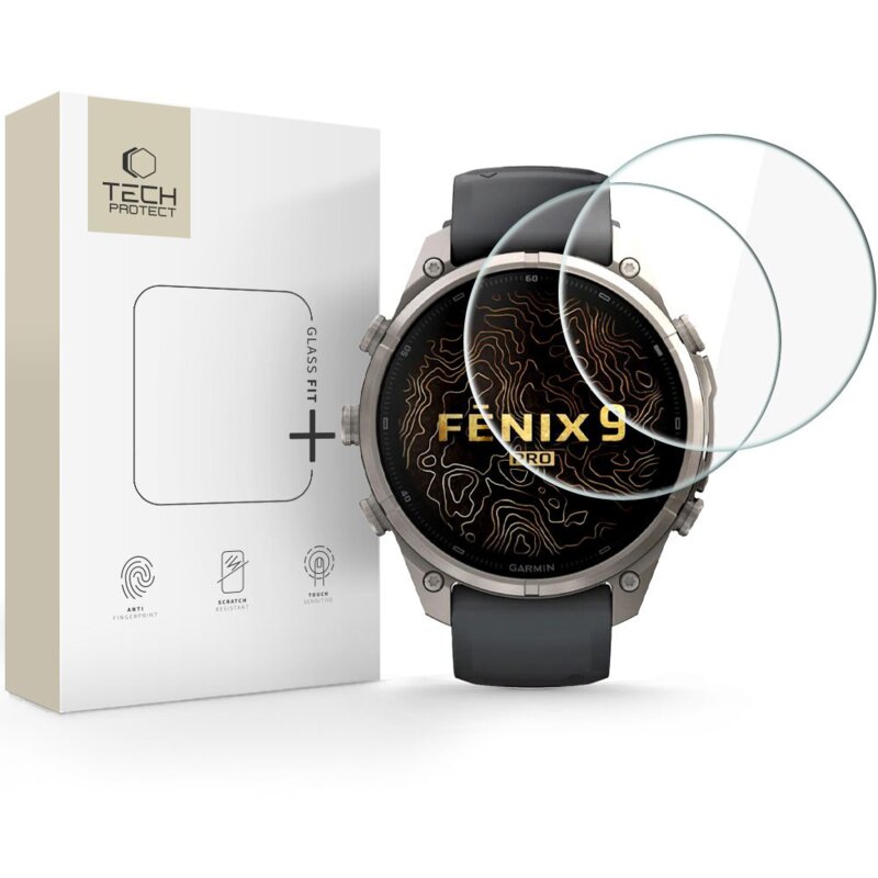 Szkło hartowane TECH-PROTECT Glass Fit+ do Garmin Fenix 9 Pro 47 mm (2 szt.)