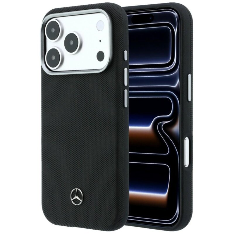 Etui MERCEDES Leather Semi Wrap Grill Pattern MagSafe do Apple iPhone 17 Pro Max/18 Pro Max Czarny