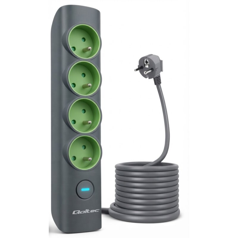 Listwa QOLTEC 52760 (1.8 m) Szaro-zielony