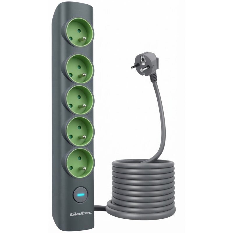 Listwa QOLTEC 52761 (1.8 m) Szaro-zielony