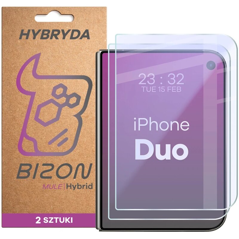Szkło hybrydowe BIZON Hybrid Mule Duo do Apple iPhone Duo (2 szt.)