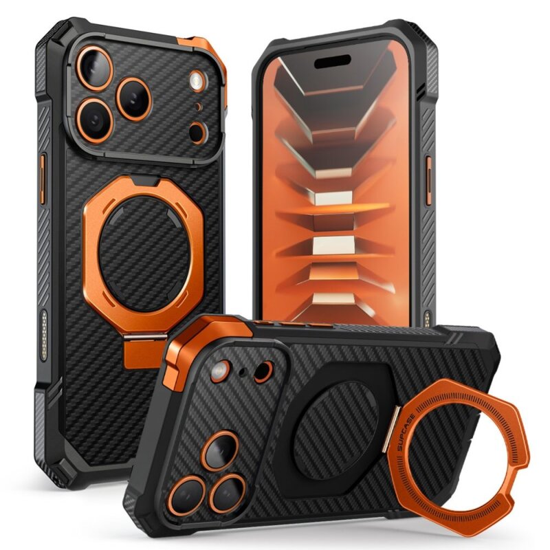 Etui SUPCASE UB Grip MagSafe do Apple iPhone 17 Pro Max/18 Pro Max Aramid Czarno-Pomarańczowy