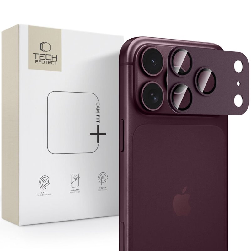 Osłona aparatu TECH-PROTECT CamFull Fit+ do Apple iPhone 18 Pro Max Burgundowy