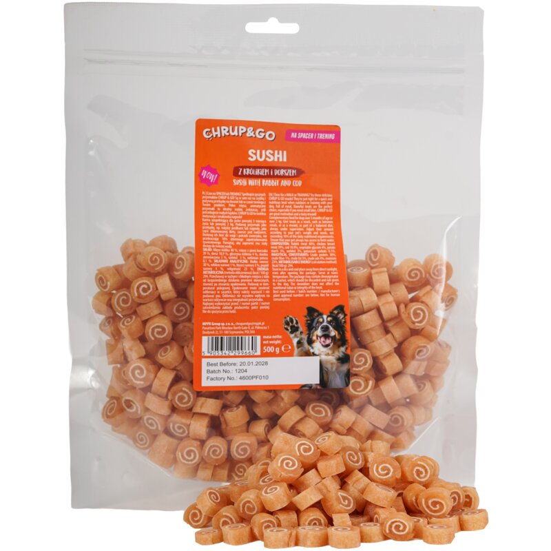 Przysmak dla psa CHRUP&GO Sushi z królikiem i dorszem 500 g