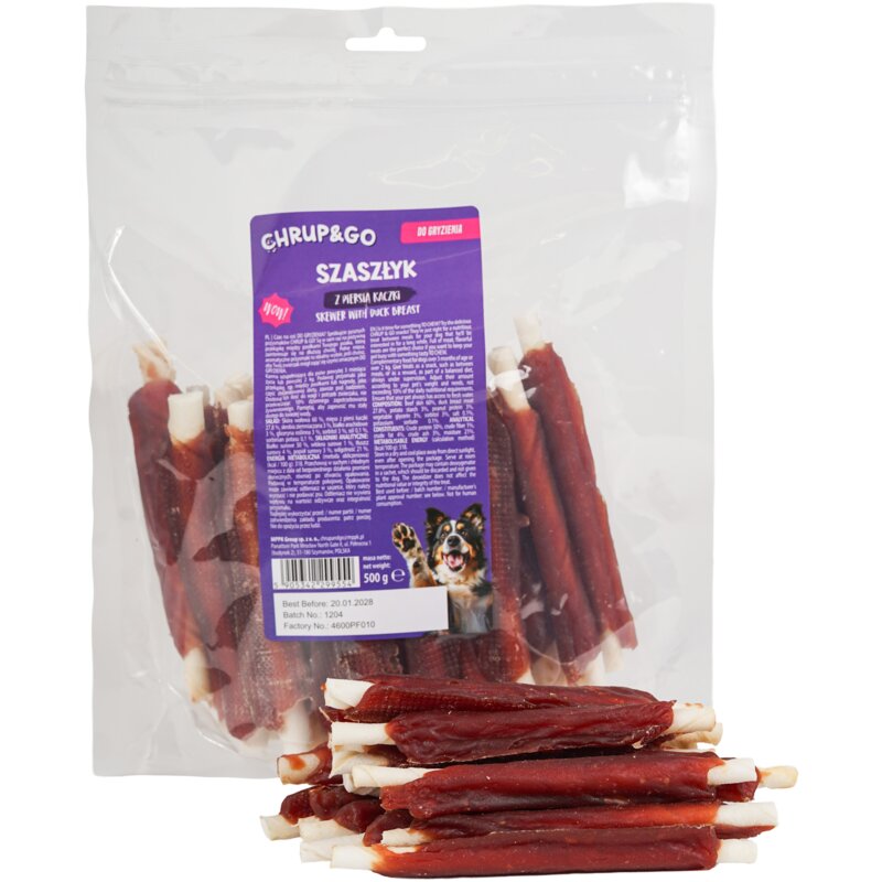 Przysmak dla psa CHRUP&GO Szaszłyk z piersią kaczki 500 g