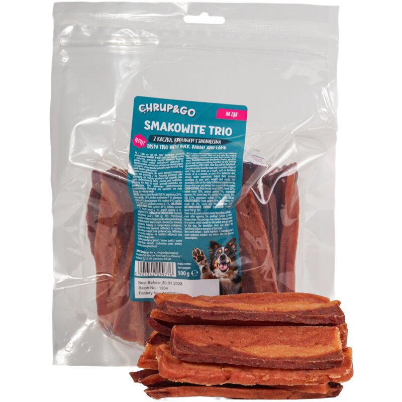 Przysmak dla psa CHRUP&GO Smakowite trio z kaczką, królikiem i jagnięciną 500 g
