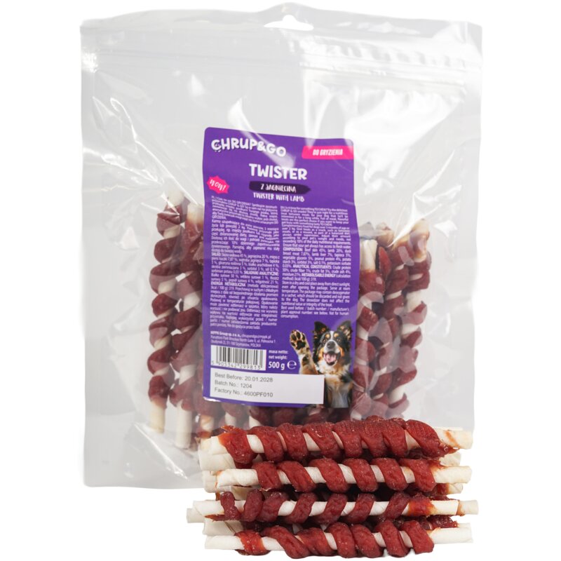 Przysmak dla psa CHRUP&GO Twister z jagnięciną 500 g