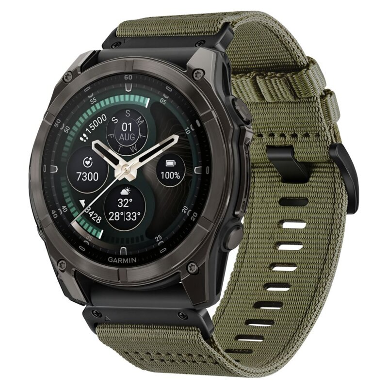 Pasek TECH-PROTECT Nylon Classic do Garmin Fenix 5X/5X Plus/6X/6X Pro/7X/8/8 Pro/9/9 Pro 51 mm Ciemnozielony