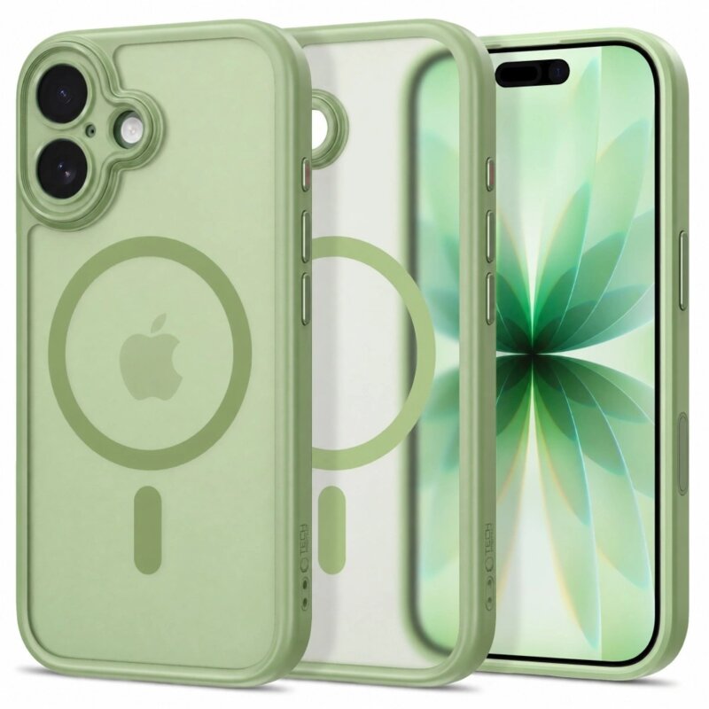 Etui TECH-PROTECT MagPeak MagSafe CC do Apple iPhone 17 Przezroczysto-zielony matowy