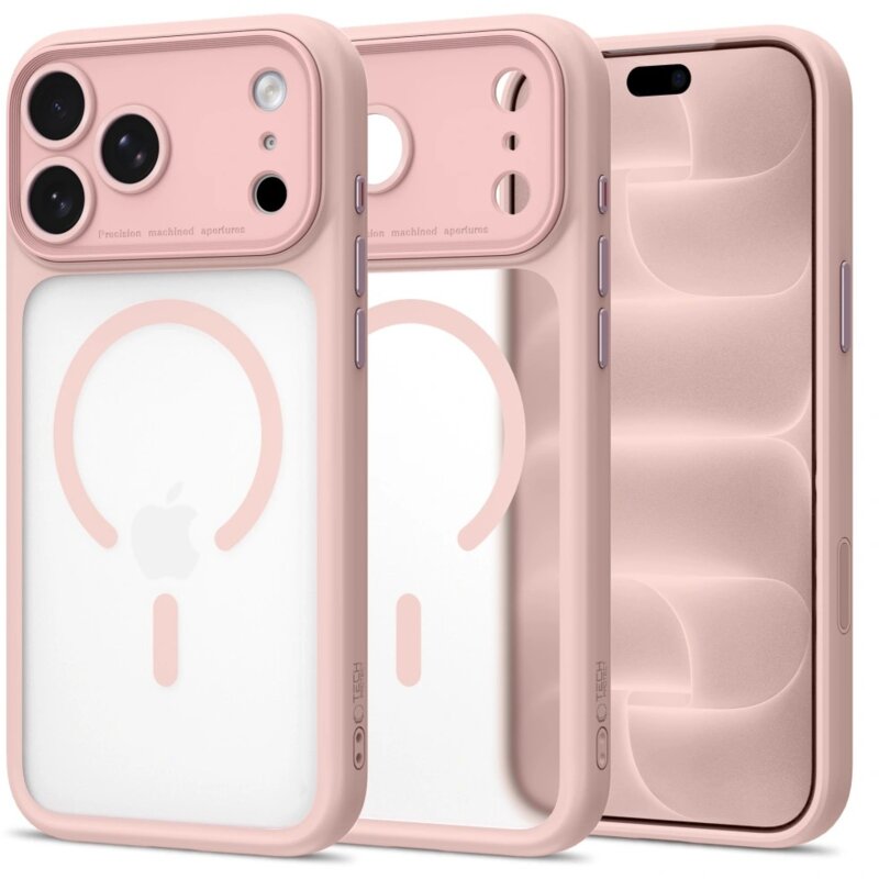 Etui TECH-PROTECT MagPeak MagSafe CC do Apple iPhone 17 Pro/18 Pro Przezroczysto-różowy