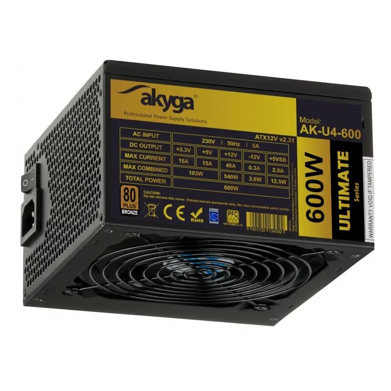 Zasilacz AKYGA AK-U4-600 600W 80 Plus Bronze