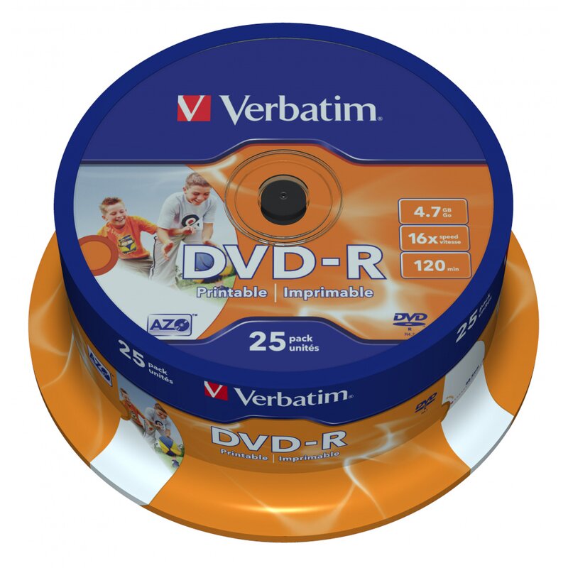 Płyta VERBATIM Printable DVD-R, 4.7 GB, 16x (25 szt.)