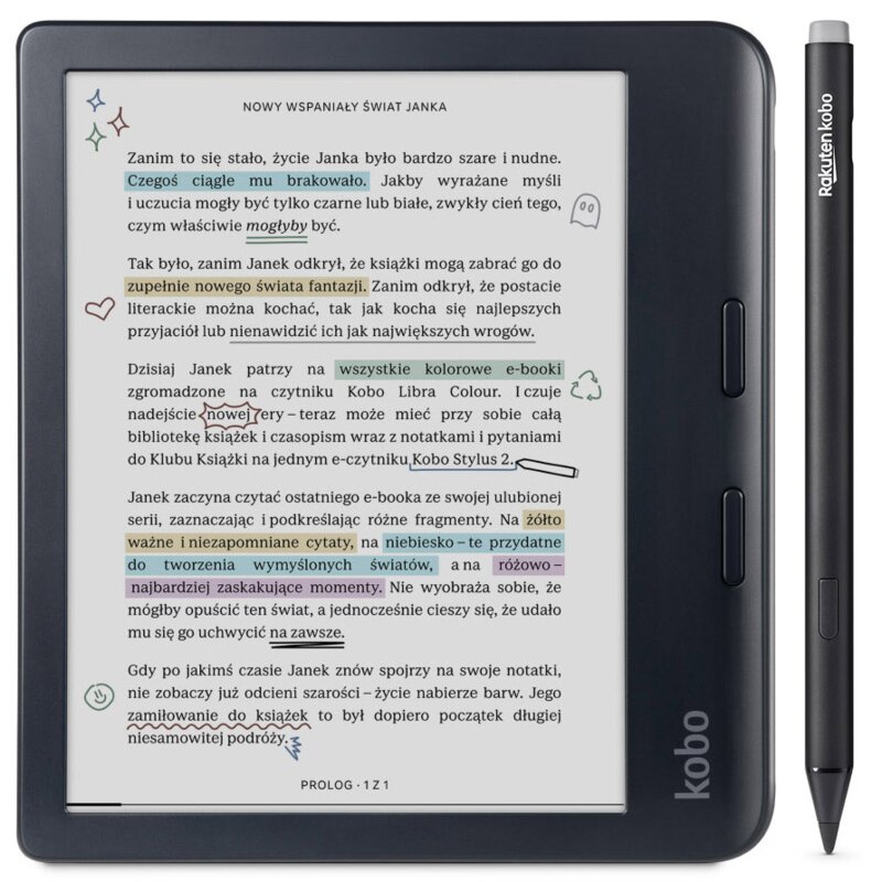 Czytnik e-booków RAKUTEN KOBO Libra Colour z rysikiem Czarny