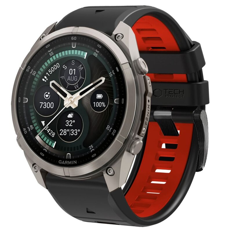 Pasek TECH-PROTECT Iconband Pro do Garmin Fenix 5X/5X Plus/6X/6X Pro/7X/8/8 Pro/9/9 Pro (51 mm) Czarno-czerwony