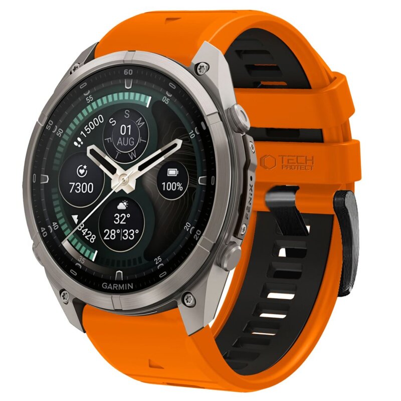 Pasek TECH-PROTECT Iconband Pro do Garmin Fenix 5X/5X Plus/6X/6X Pro/7X/8/8 Pro/9/9 Pro (51 mm) Pomarańczowo-czarny