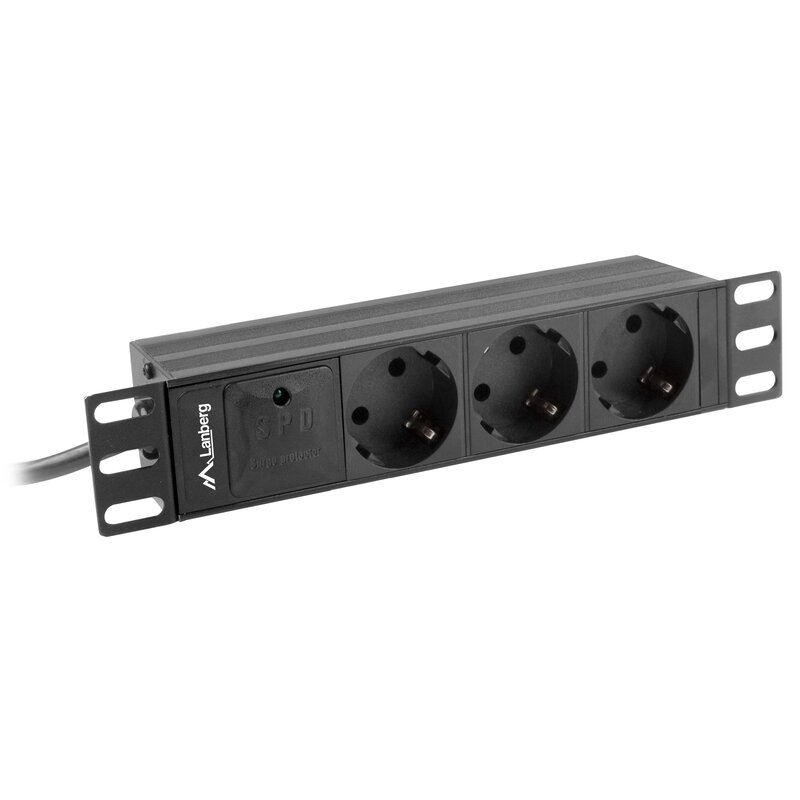 Lanberg RACK PDU 1U 10A 3xSCHUKO 2m Czarny