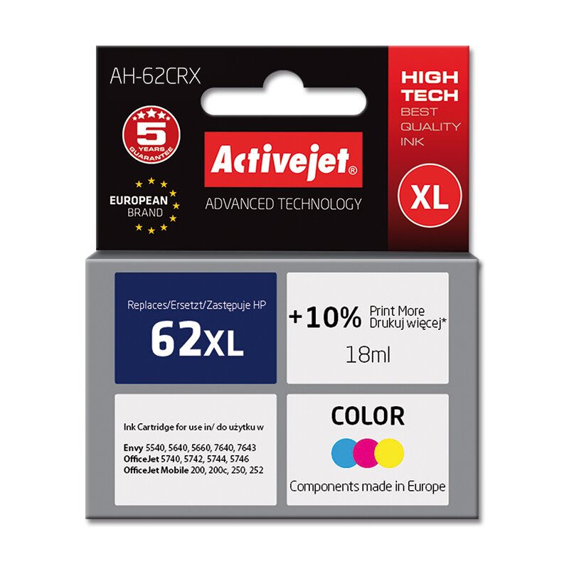Tusz ACTIVEJET do HP 62 XL C2P07AE Kolorowy 18 ml AH-62CRX