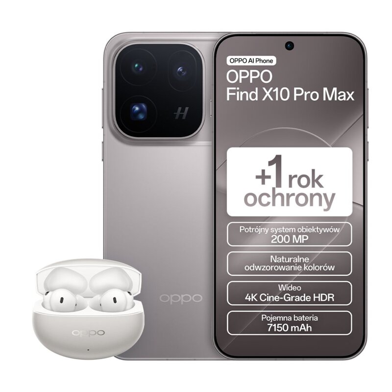OPPO Find X10 Pro Max 12/512GB 6,78" Funkcje AI 120Hz 200Mpix Tytanowy