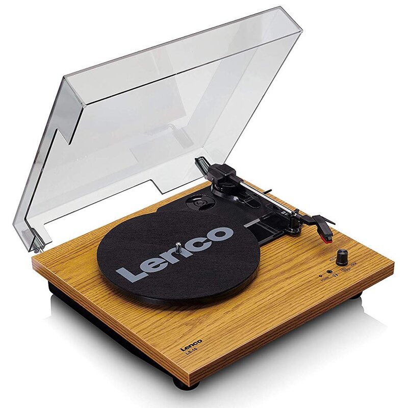 Gramofon LENCO LS-10WD Drewno, Półautomatyczny, Napęd paskowy, Wbudowane głośniki, Prędkość odtw. 33 1/3, 45 obr./min