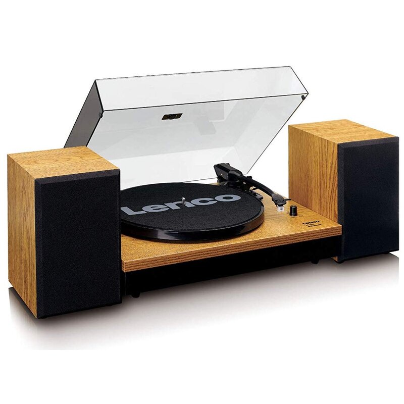 Gramofon LENCO LS-300 Drewno, Półautomatyczny, Napęd paskowy, Kolumny głośnikowe w zestawie, Prędkość odtw. 33 1/3,45 obr./min