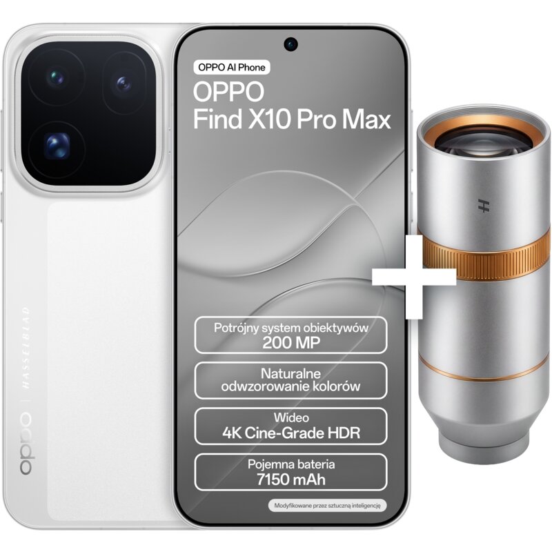 OPPO Find X10 Pro Max 12/512GB 6,78" Funkcje AI 120Hz 200Mpix Biały + Telekonwerter
