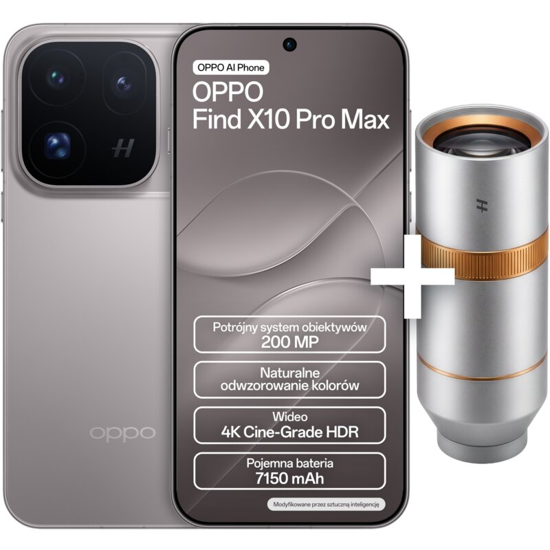 OPPO Find X10 Pro Max 12/512GB 6,78" Funkcje AI 120Hz 200Mpix Tytanowy + Telekonwerter