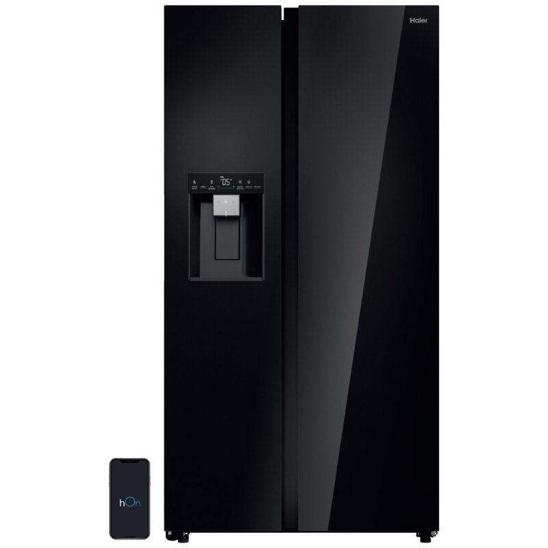 Haier SBS HSW79F18DIGB No Frost 177,5cm Dystrybutor wody i lodu Czarne szkło