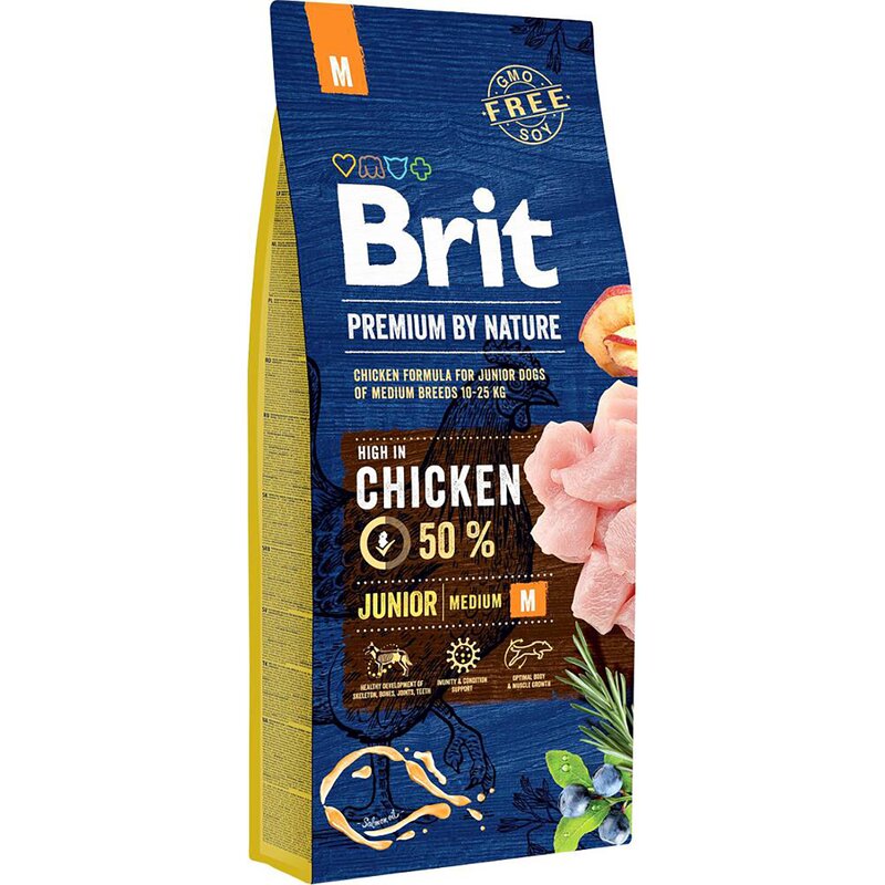 Karma dla psa BRIT Premium By Nature Junior Medium Kurczak 15 kg