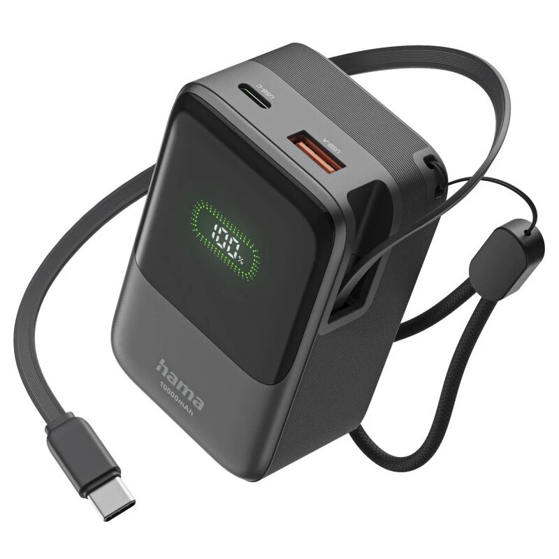 Powerbank HAMA Power Pack Roll UP 10 10000 mAh 20W Antracytowy