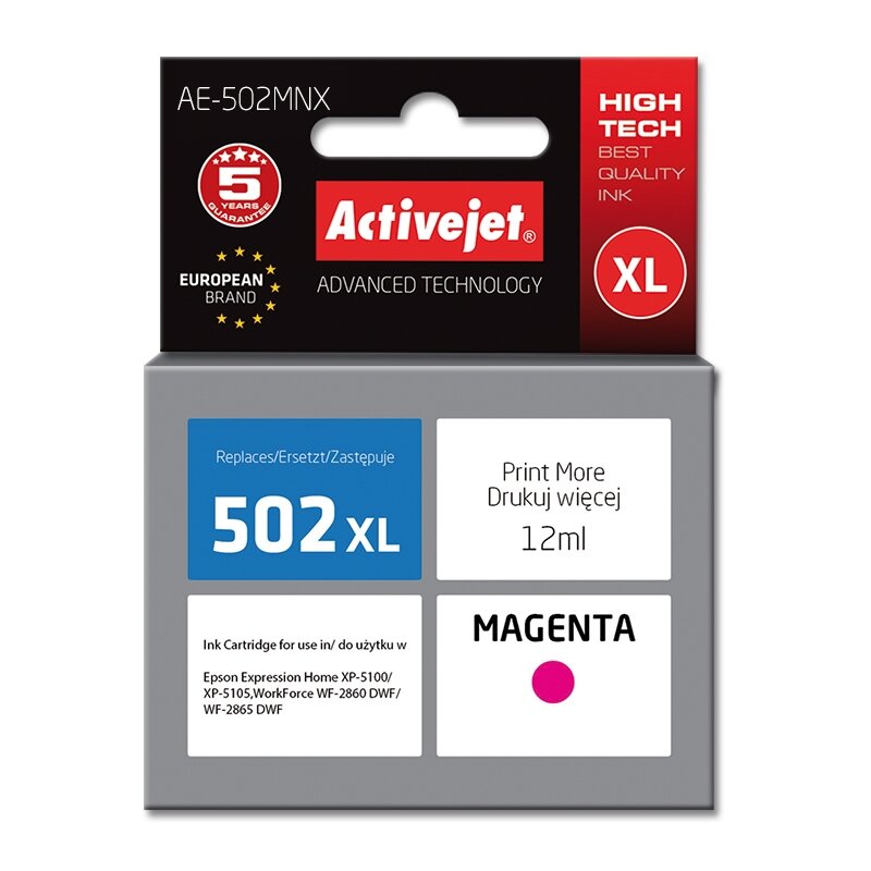 ActiveJet AE-502MNX (zamiennik 502XL) Purpurowy 12 ml