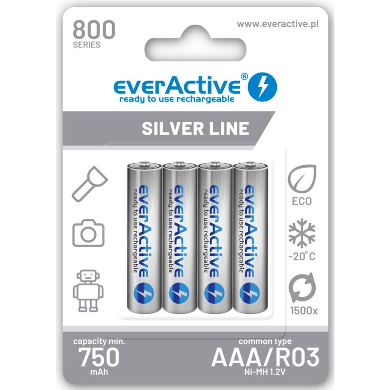 Akumulatorki AAA 750 mAh EVERACTIVE (4 szt.)