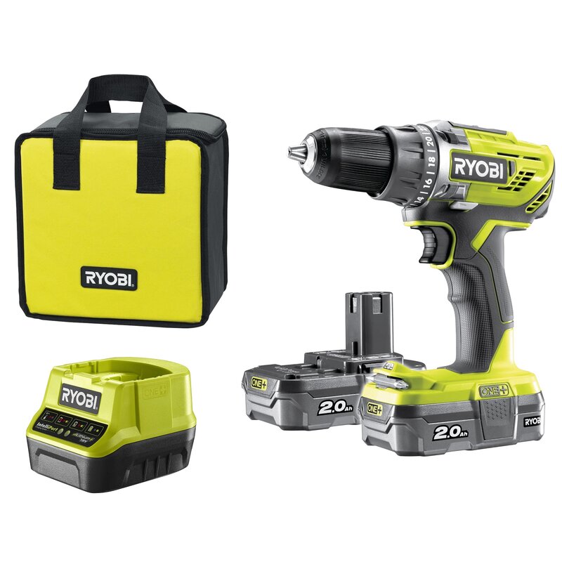 Wiertarko-wkrętarka RYOBI ONE+ R18DD3-220S zestaw akumulatorów
